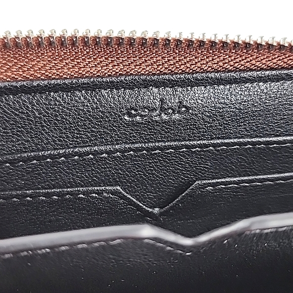 Co-Lab Small Zip Around Chestnut Brown Faux Leather Textured Pebbled Wallet - Picture 9 of 11